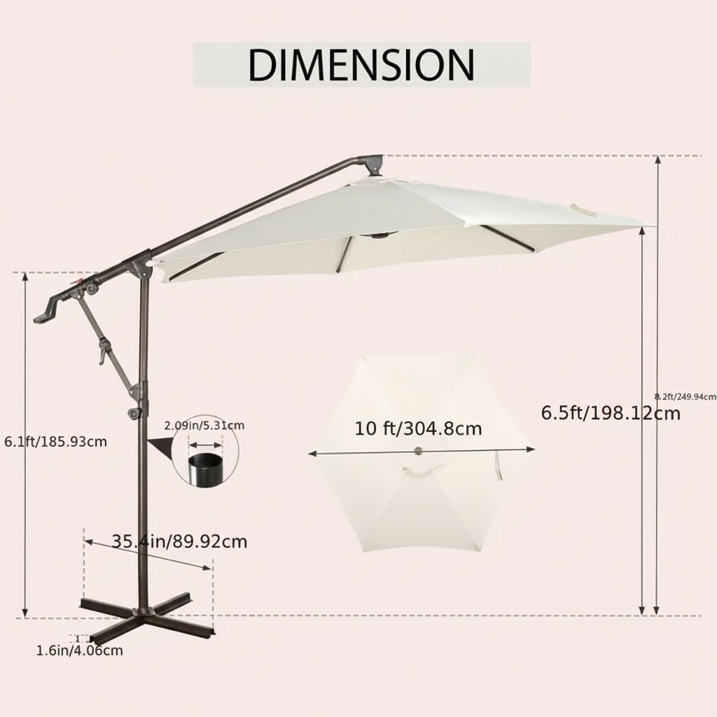 10ft Cantilever Patio Umbrella with Crank