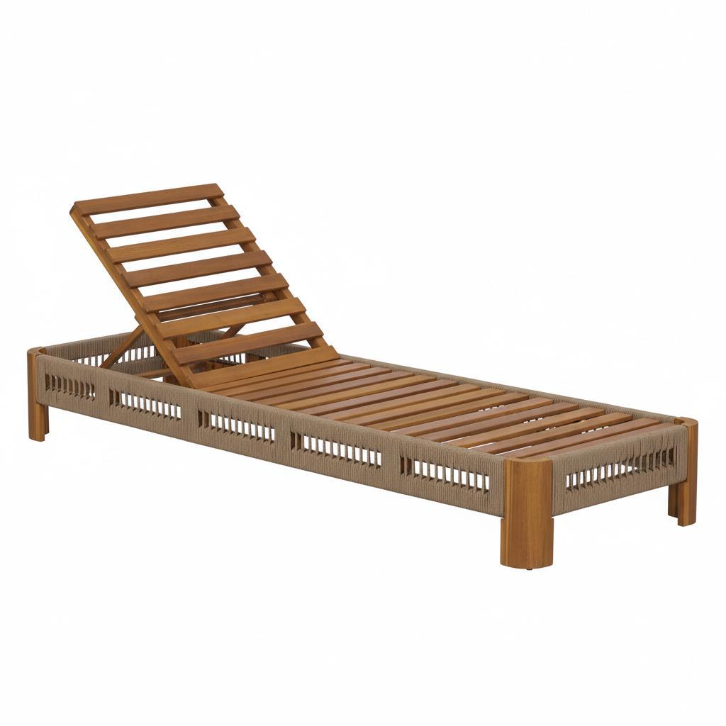 Acacia Wood Outdoor Chaise Lounge – Adjustable Backrest