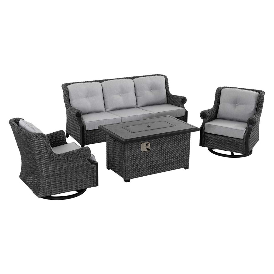 4-Piece Fire Pit Seating Set with Swivel Rocking Chairs