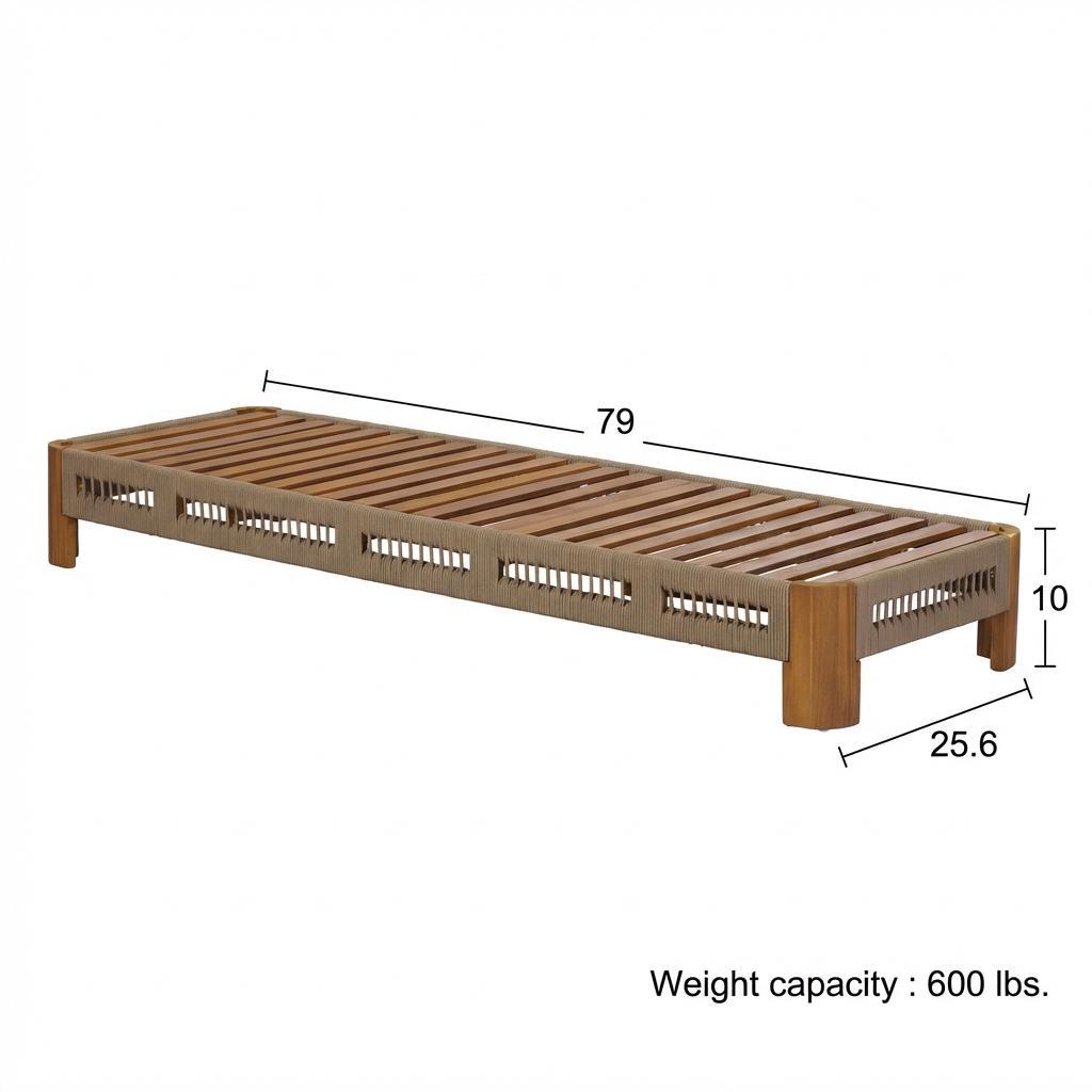 Acacia Wood Outdoor Chaise Lounge – Adjustable Backrest