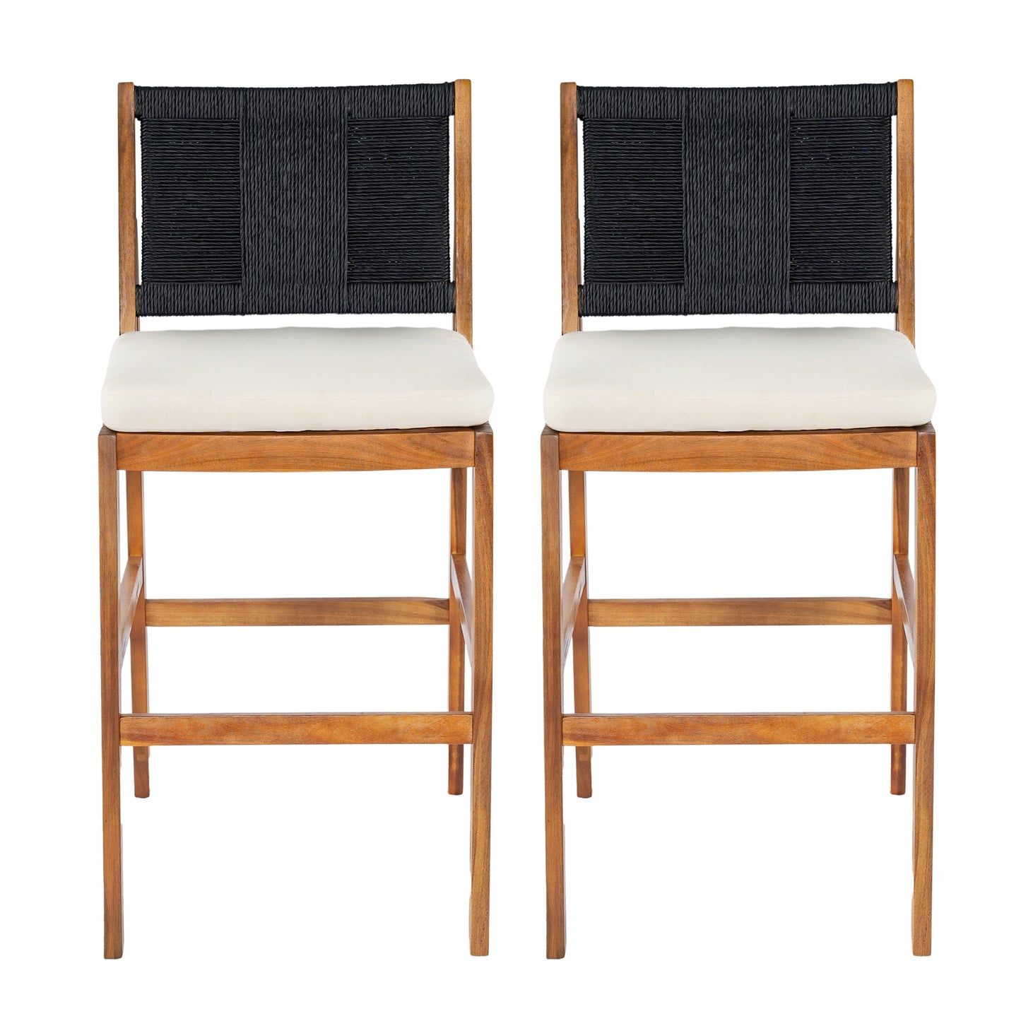 Acacia Wood Outdoor Bar Stools (Set of 2)