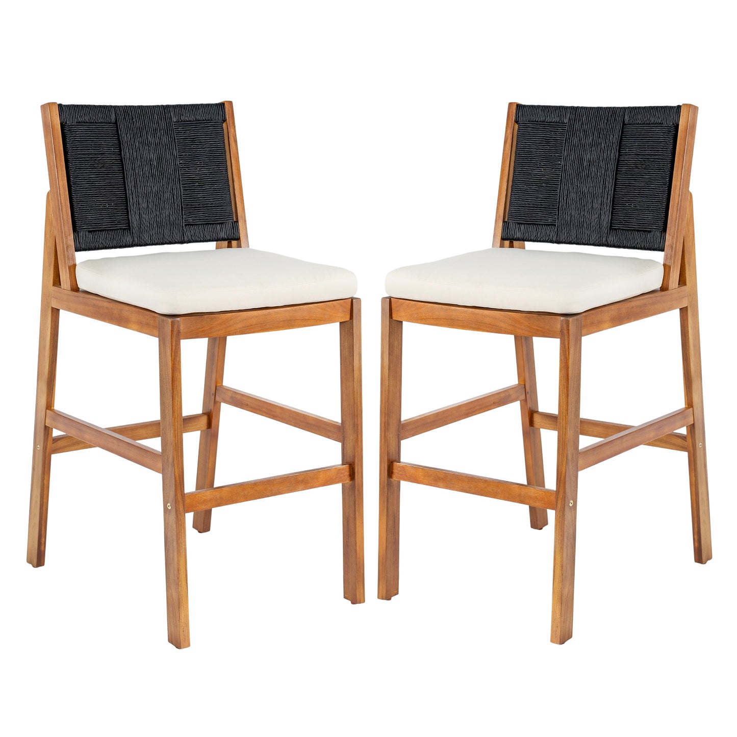Acacia Wood Outdoor Bar Stools (Set of 2)