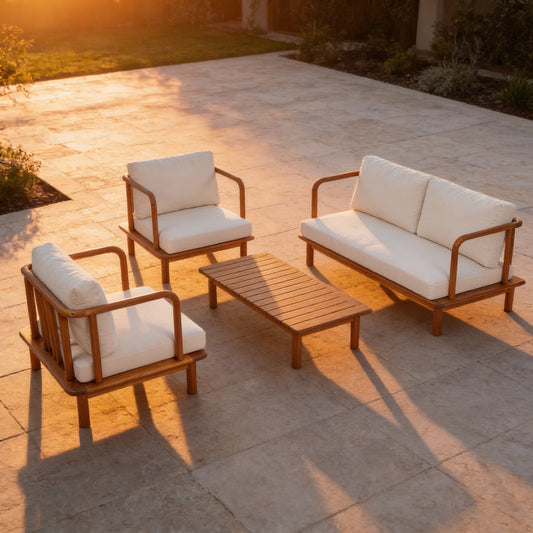 Canape Acacia Conversation Set (4-Piece, Cream Cushions)