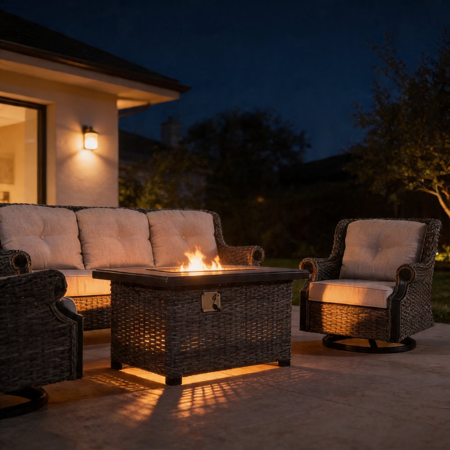 4-Piece Fire Pit Seating Set with Swivel Rocking Chairs